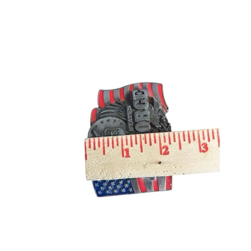 Vintage 1991 U.S. Air Force Military Stars And Stripes Pewter Belt Buckle